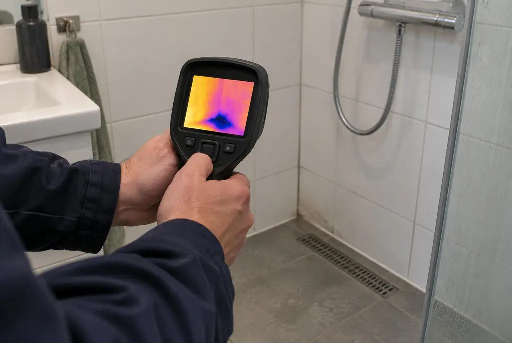 Lekdetectie Breukelen – lekdetectiespecialist met warmtebeeldcamera in een badkamer