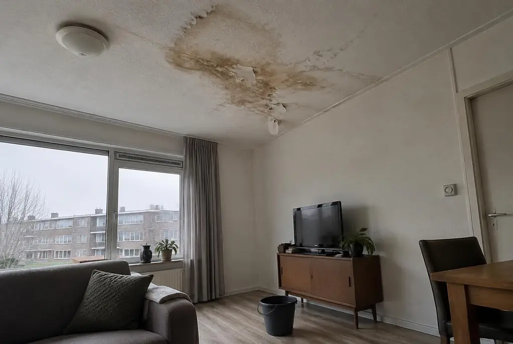 Lekdetectie Breukelen – vochtplek op het plafond onder een badkamer